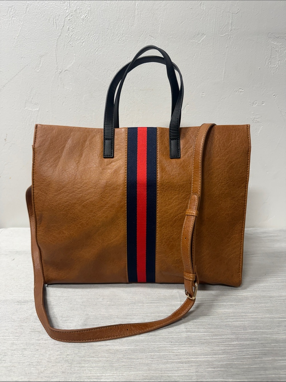JulianTote Moda Luxe Tan Vegan Leather Tote adjustable strap